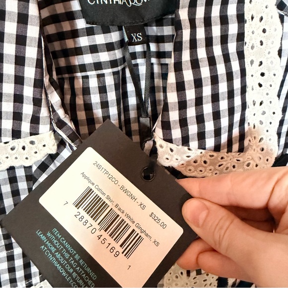 Cynthia rowley not my first rodeo black and white gingham shirt XS - Picture 4 of 8